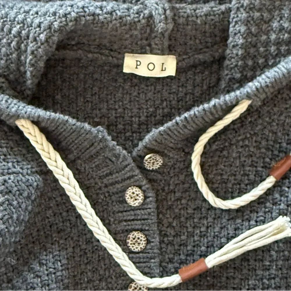 POL 💎 New Gray Cable-knit Sweater Hoodie Medium/Heavy Rare Detailing Warmth NWOT - Picture 4 of 16